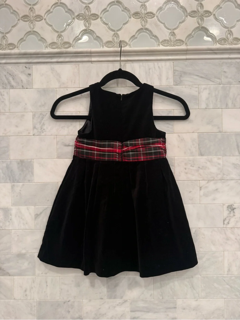 NWT Gymboree velvet holiday dress, with plaid ribbon accents